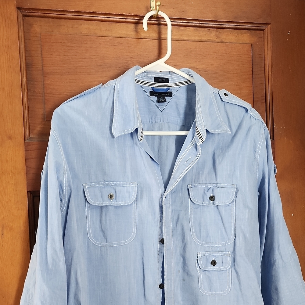 Men's Blue Button-Up Shirt Tommy Hilfiger